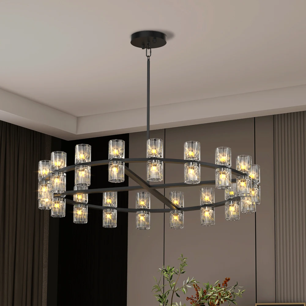 36'' Luxury Crystal Chandelier: Simple Modern LED for Living/Dining Room Home Decor (Bulbs Included)
36'' Luxury Crystal Chandelier: Simple Modern LED for Living/Dining Room Home Decor (Bulbs Included)