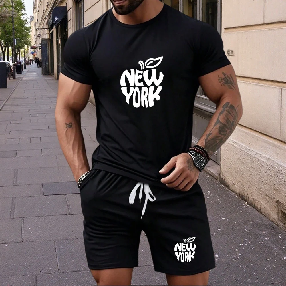 Fashion Sports Short Sleeved T-shirt Shorts Summer Men's Breathable Printed Round Neck Men's Casual Home Loose Two-piece Set
Fashion Sports Short Sleeved T-shirt Shorts Summer Men's Breathable Printed Round Neck Men's Casual Home Loose Two-piece Set