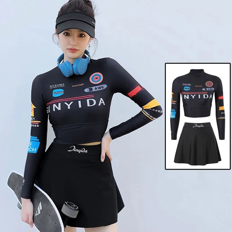 Swimwear for women with high waist, split body, small chest, gathered skirt style, long sleeves, sun protection, girls' swimsuit
Swimwear for women with high waist, split body, small chest, gathered skirt style, long sleeves, sun protection, girls' swimsuit
