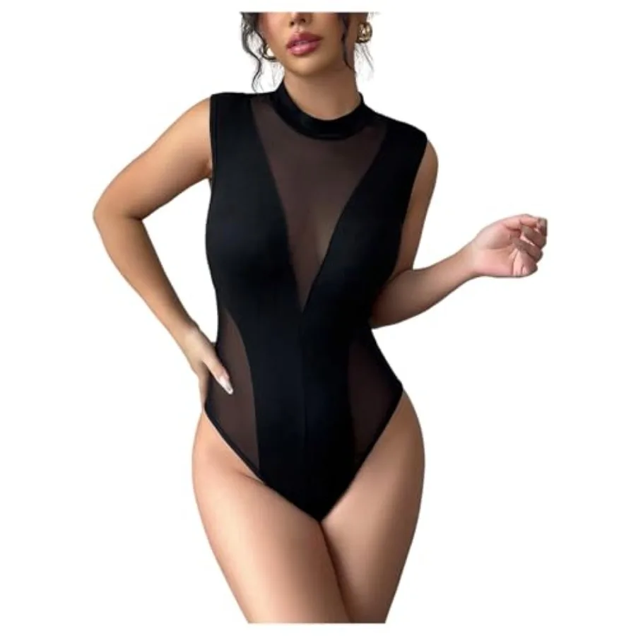 Milumia Women's Sexy Sheer Mesh Bodysuit Mock Neck Sleeveless Night Out Tank Tops
Milumia Women's Sexy Sheer Mesh Bodysuit Mock Neck Sleeveless Night Out Tank Tops