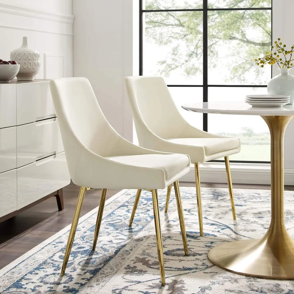 Performance Velvet Dining Chairs - Set of 2, Gold Ivory
Performance Velvet Dining Chairs - Set of 2, Gold Ivory