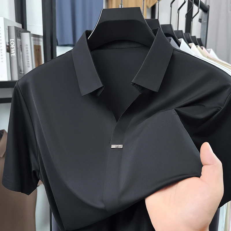 Men's Seamless Short Sleeved T-shirt, Polo Shirt, Scissor Neck, Half Sleeve, Middle-aged Thin T-shirt
Men's Seamless Short Sleeved T-shirt, Polo Shirt, Scissor Neck, Half Sleeve, Middle-aged Thin T-shirt