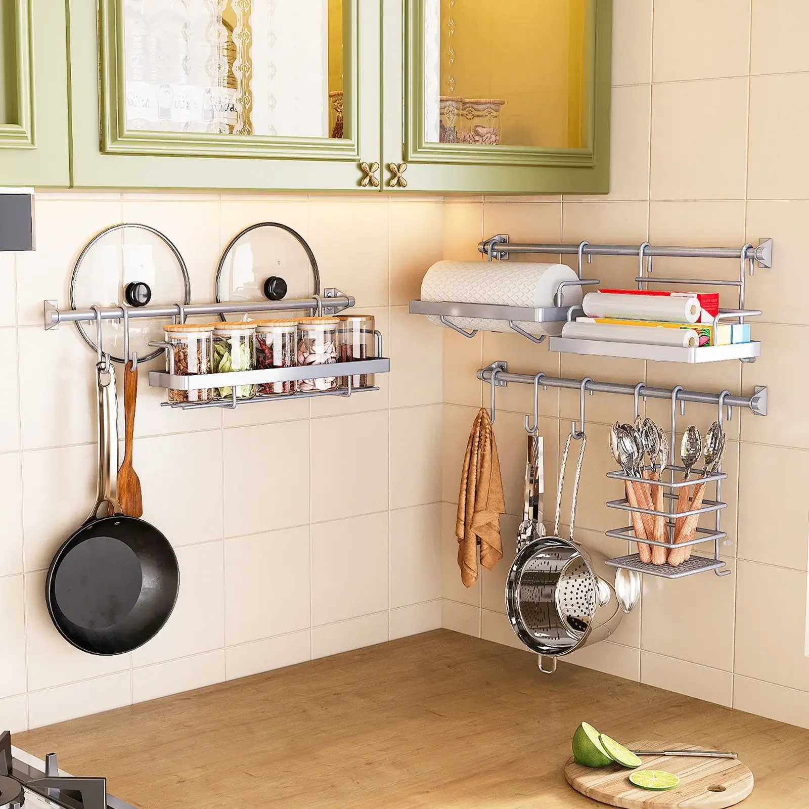 Kitchen Storage Rack Seasoning Rack Multi-functional Hook Hanging Rod Kitchenware Hanging Rack Chopsticks Wall Storage Metal
Kitchen Storage Rack Seasoning Rack Multi-functional Hook Hanging Rod Kitchenware Hanging Rack Chopsticks Wall Storage Metal