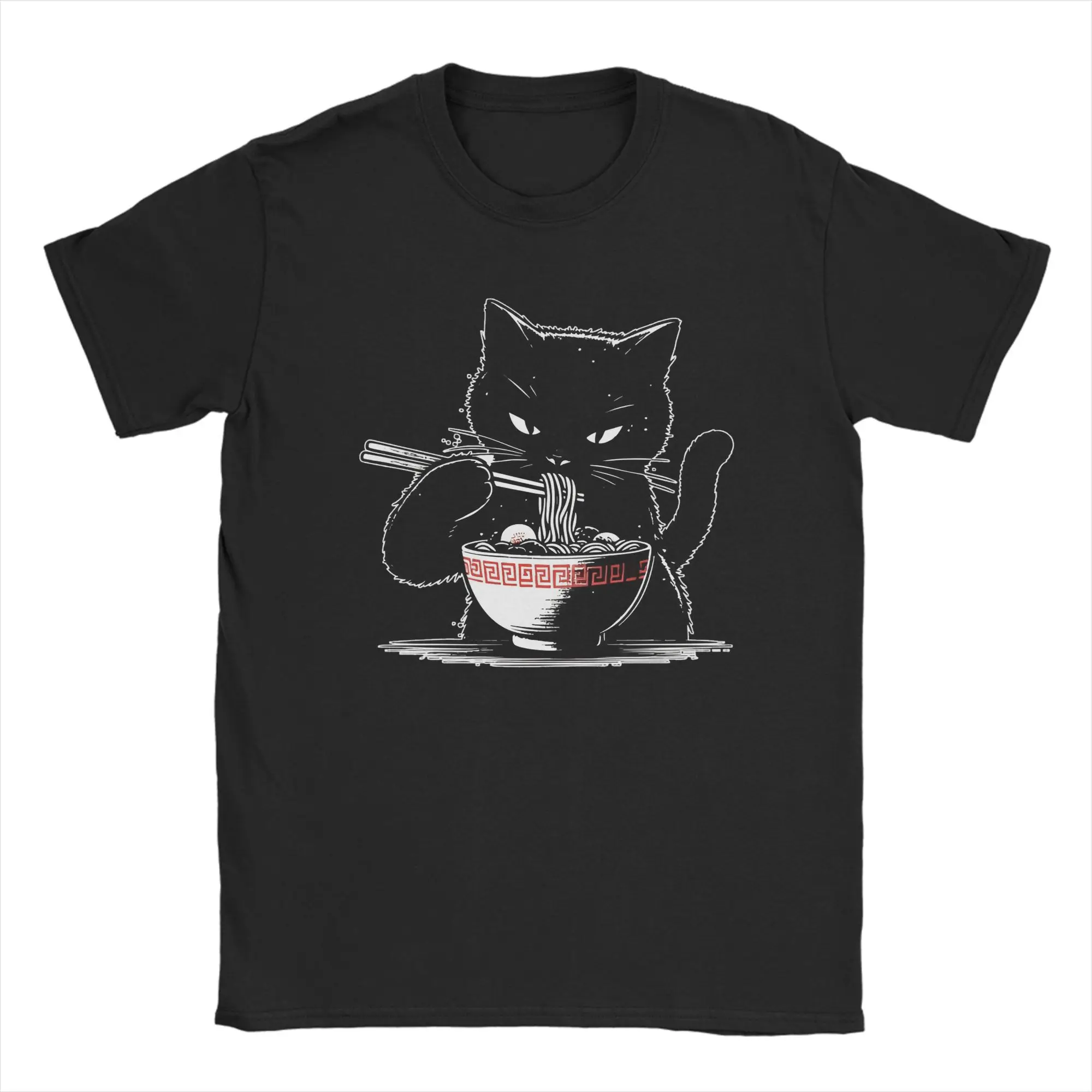 Японская футболка Cat Eating Ramen Noodles, летние хипстерские футболки, мужские футболки из 100% хлопка с круглым вырезом, уличные топы с короткими рукавами
Японская футболка Cat Eating Ramen Noodles, летние хипстерские футболки, мужские футболки из 100% хлопка с круглым вырезом, уличные топы с короткими рукавами