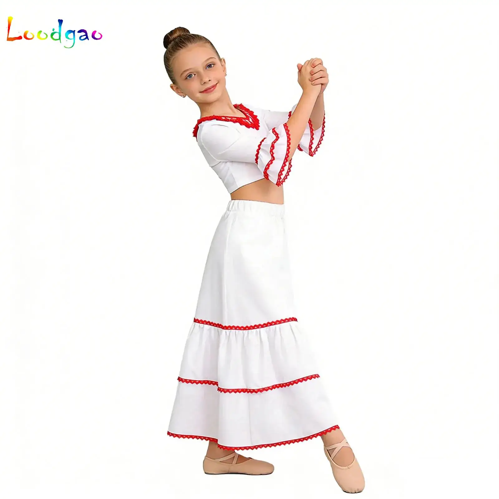 Kids Girls Gypsy Spanish Flamenco Outfit Ruffle Sleeve Crop Top with Satin Big Swing Carnival Party Ballroom Belly Dance Skirts
Kids Girls Gypsy Spanish Flamenco Outfit Ruffle Sleeve Crop Top with Satin Big Swing Carnival Party Ballroom Belly Dance Skirts
