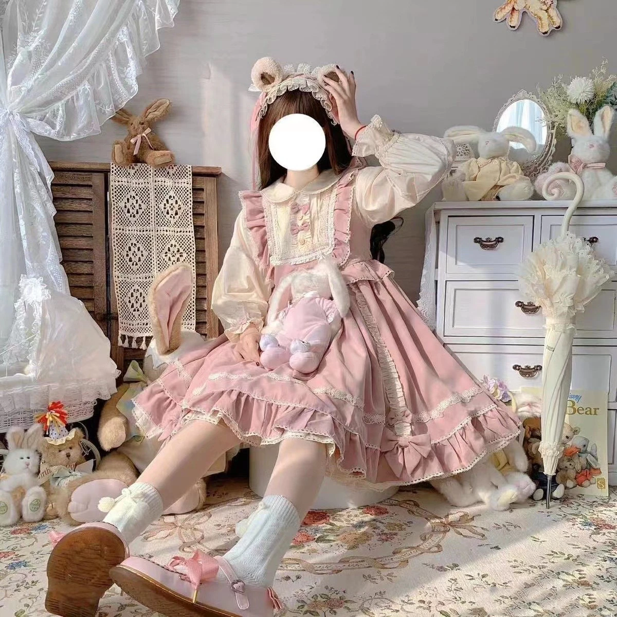 New Original Lolita Pink Long-sleeved Dress Women's Cute Sweet Girls Kawaii Big Bow Ruffle Edge Fake Two Pieces Princess Dresses
New Original Lolita Pink Long-sleeved Dress Women's Cute Sweet Girls Kawaii Big Bow Ruffle Edge Fake Two Pieces Princess Dresses