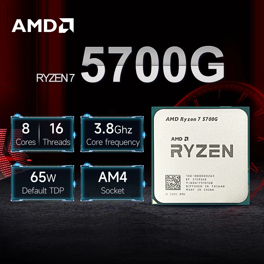 NEW AMD Ryzen 7 5700G L3=16M 7NM DDR4 3.8GHz 8-Core 16-Thread R7 5700G Processor 65W Gaming CPU Socket AM4 Without Cooler