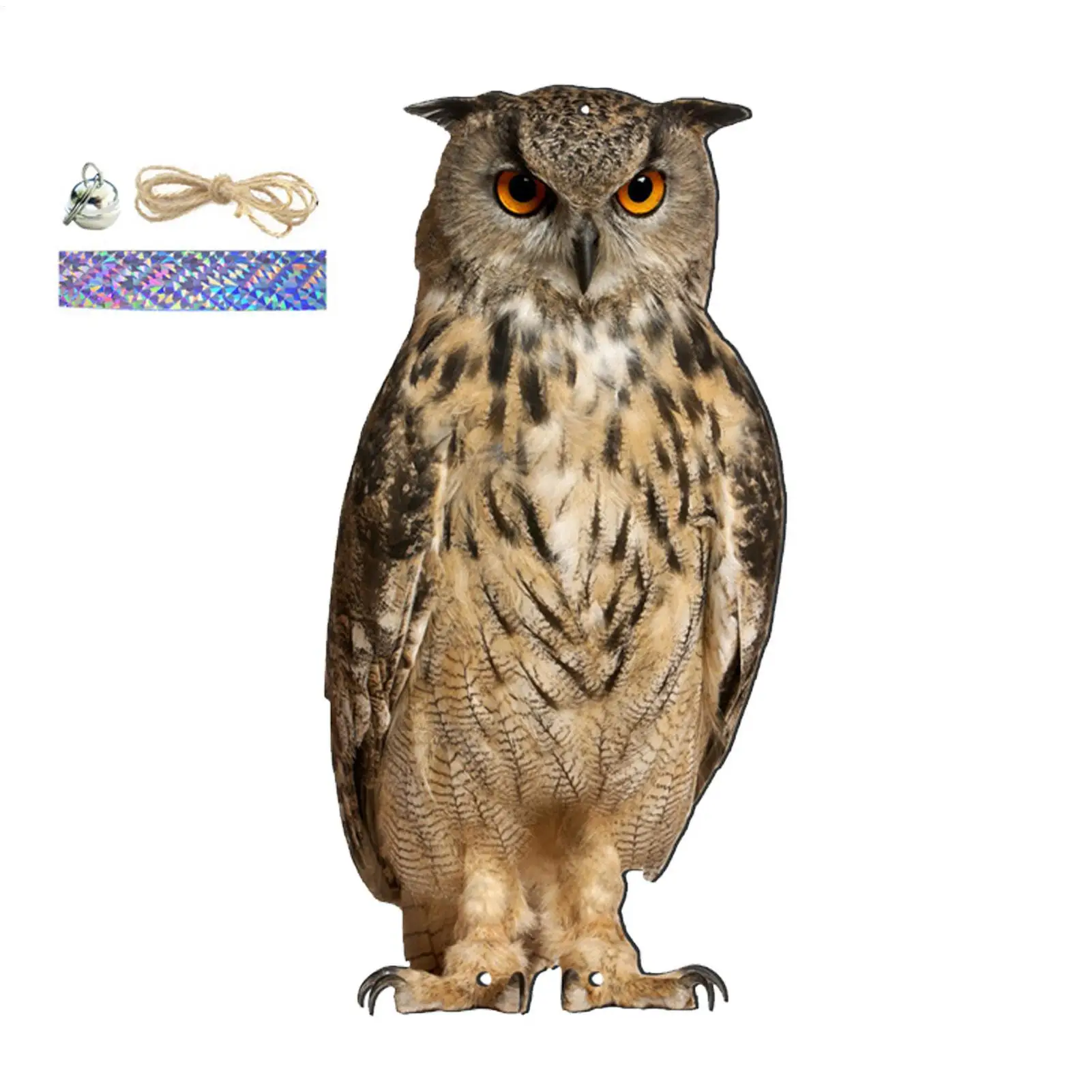Expel Birds Pendant 2D Owl Scarecrow Pendant Garden Protector Decorative Scarer Pendant with Bell Fake Bird Scare Device
Expel Birds Pendant 2D Owl Scarecrow Pendant Garden Protector Decorative Scarer Pendant with Bell Fake Bird Scare Device