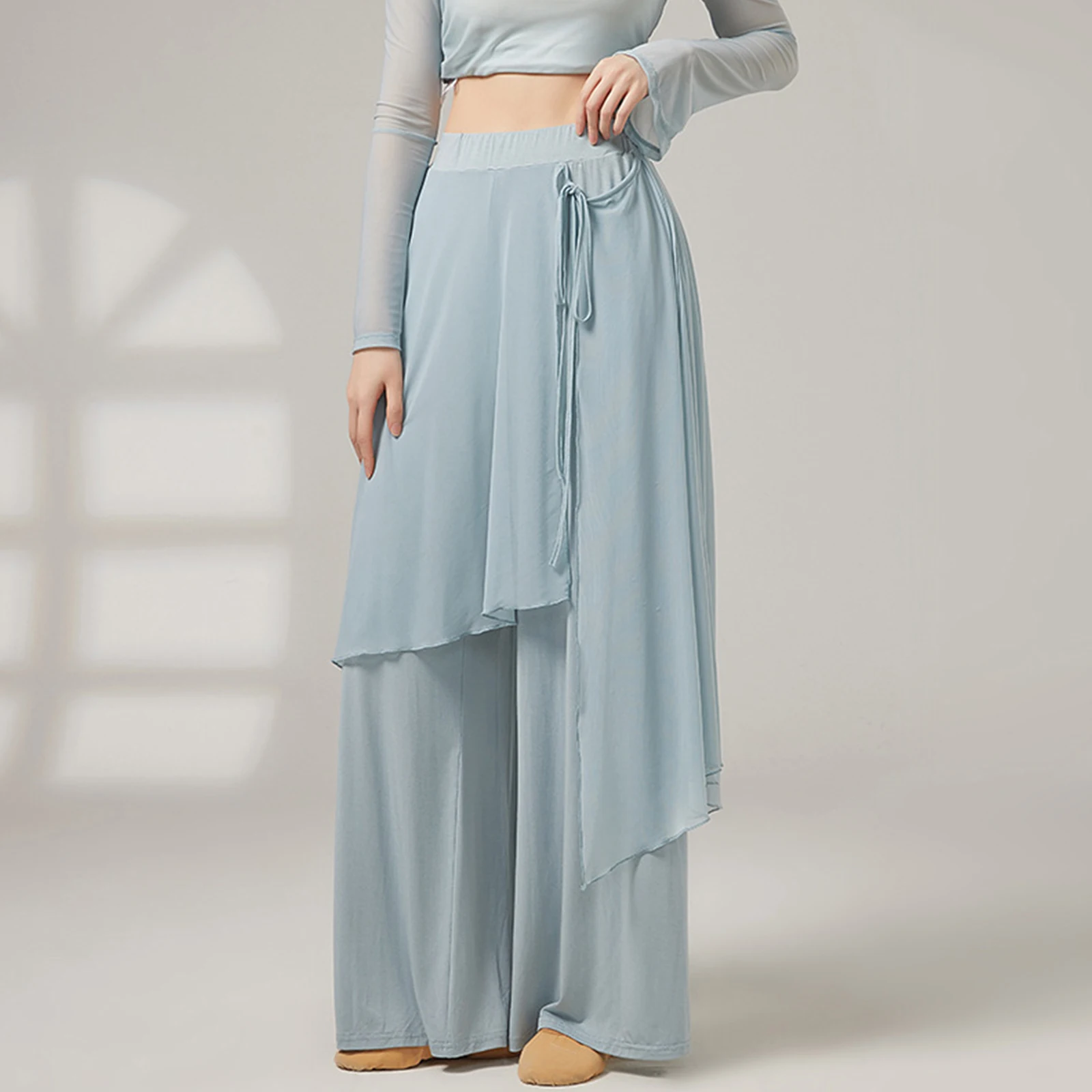 Women Classic Lyrical Ballroom Dance Training Pants Irregular Overlay Flowy Wide Legs High Waist Trousers Dancewear for Modern
Women Classic Lyrical Ballroom Dance Training Pants Irregular Overlay Flowy Wide Legs High Waist Trousers Dancewear for Modern