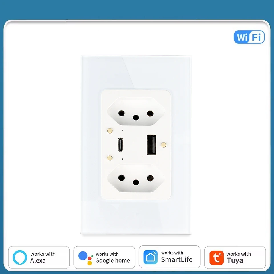 WiFi Brazil Outlet Plug Multiple Works with Tuya Socket 10A Timer Voice Control for Alexa Google Home with 3A 5V USB A Type-C
WiFi Brazil Outlet Plug Multiple Works with Tuya Socket 10A Timer Voice Control for Alexa Google Home with 3A 5V USB A Type-C