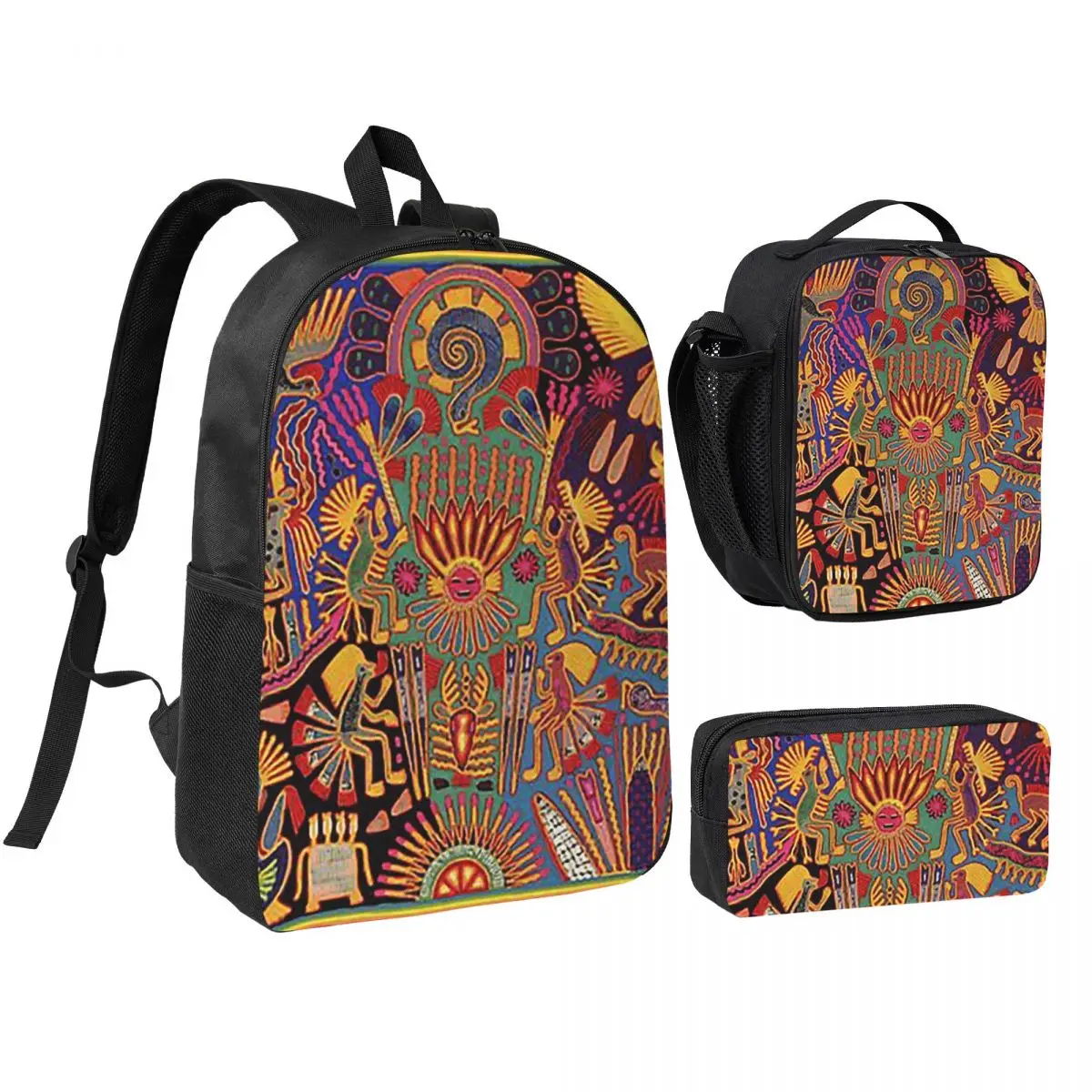 Huichol Mexican Heritage Backpack Student BookBag School Bag Shoulder Bags 3ps Insulated Lunch Bag Pencil Case
Huichol Mexican Heritage Backpack Student BookBag School Bag Shoulder Bags 3ps Insulated Lunch Bag Pencil Case
