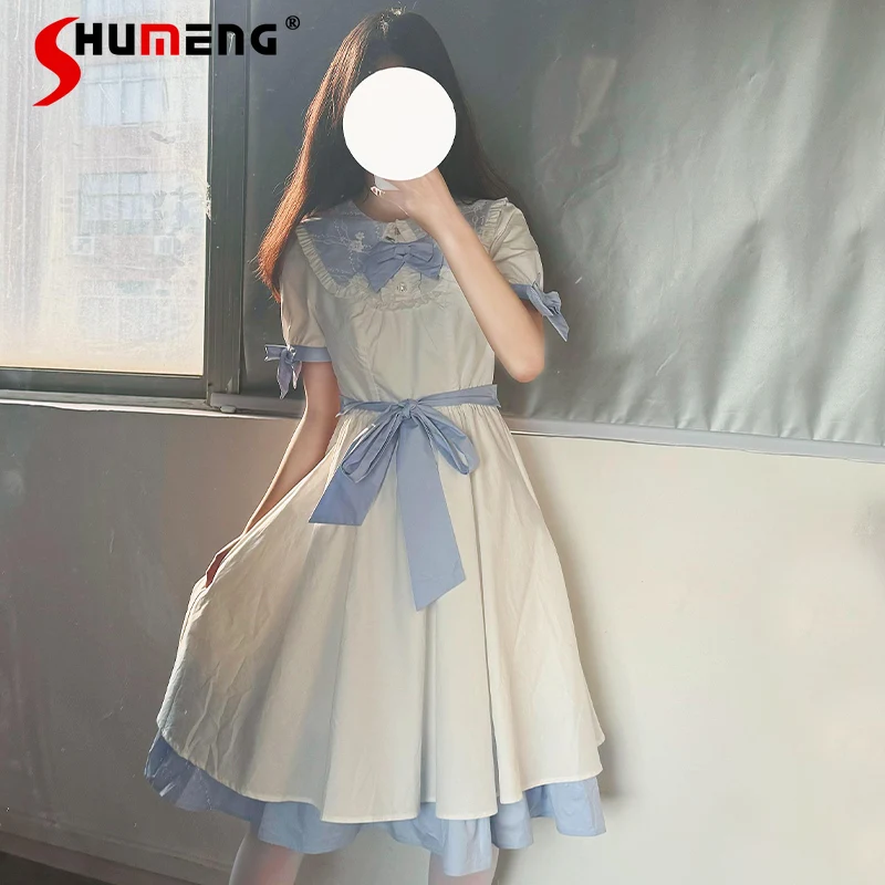 New Japanese Lolita Style Long Vestidos Fashion Sweet Design Blue Dresses Bow Sweet Slimming Princess Dress For Women's Clothes
New Japanese Lolita Style Long Vestidos Fashion Sweet Design Blue Dresses Bow Sweet Slimming Princess Dress For Women's Clothes
