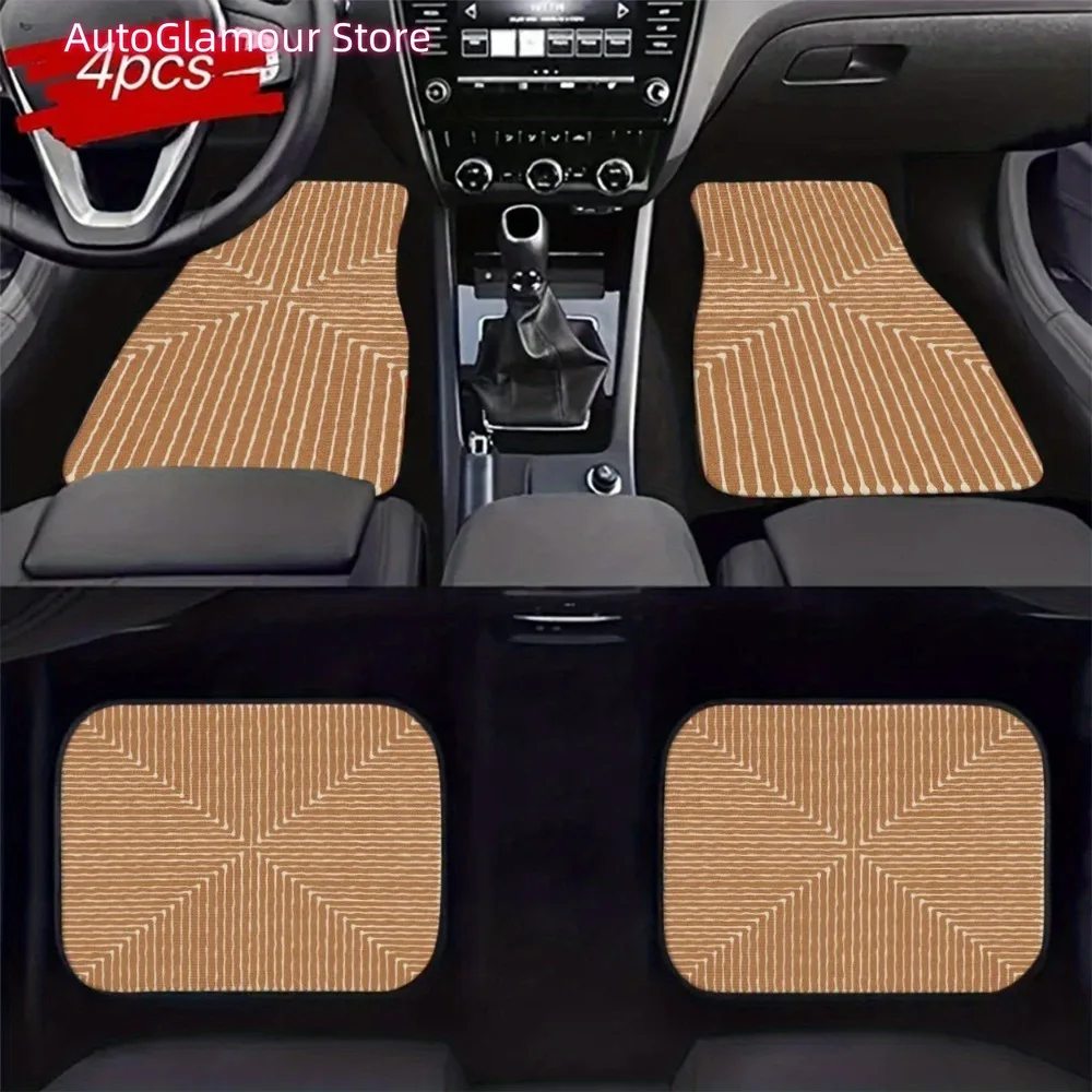 4pcs Universal Car Floor Mats | Brown Retro Style Digital Printed Mats with Geometric Curve Pattern, Polyester, Rubber Non-Slip
4pcs Universal Car Floor Mats | Brown Retro Style Digital Printed Mats with Geometric Curve Pattern, Polyester, Rubber Non-Slip