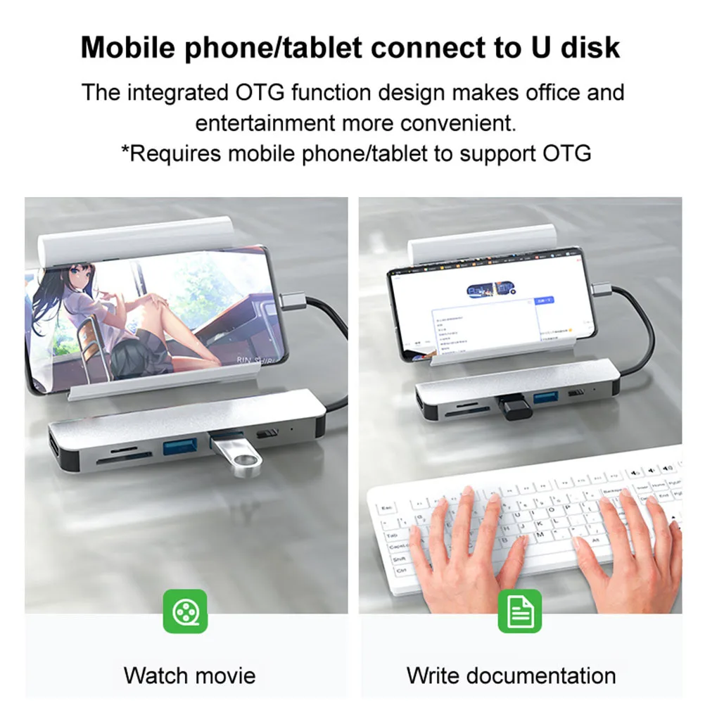 6 In Docking Station Aluminum Alloy Multiport Usb Hub Adapter Type-C Laptop 87W Fast Charging 5Gbps Extension
6 In Docking Station Aluminum Alloy Multiport Usb Hub Adapter Type-C Laptop 87W Fast Charging 5Gbps Extension