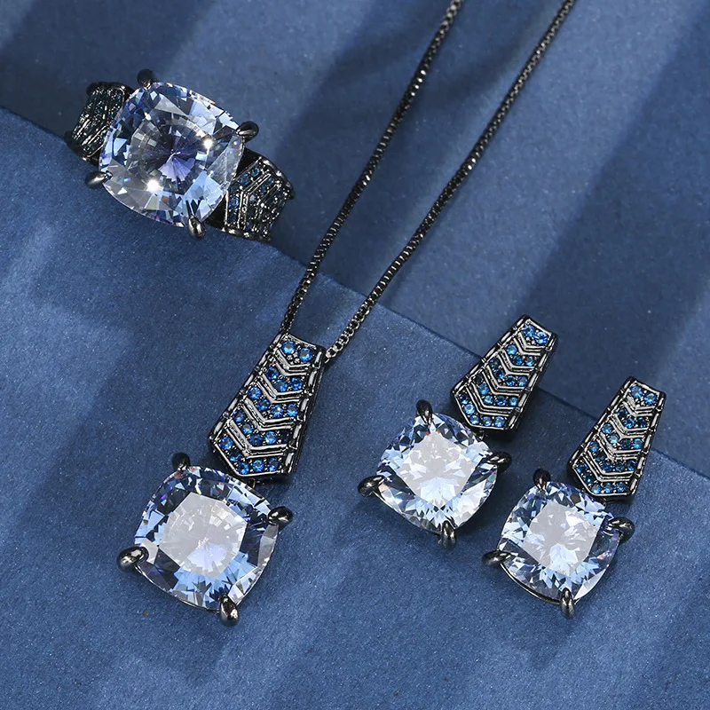 Jewelry set with gold plating in Nordic blue, elegant and light luxury style, main stone 14-12mm
Jewelry set with gold plating in Nordic blue, elegant and light luxury style, main stone 14-12mm