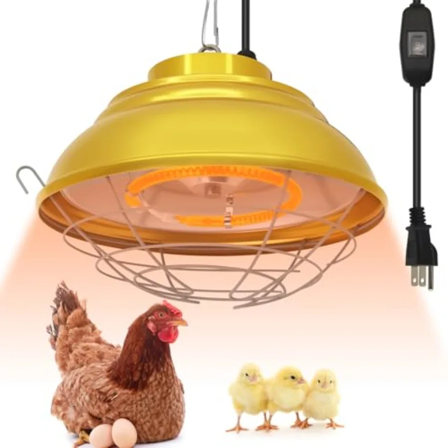 600 Watt Heat Lamp for Chickens - Dual-Mode Chicken Coop Heater with Carbon Fiber BulbHanging Heat Lamp for Chicks Pets and Pou
600 Watt Heat Lamp for Chickens - Dual-Mode Chicken Coop Heater with Carbon Fiber BulbHanging Heat Lamp for Chicks Pets and Pou