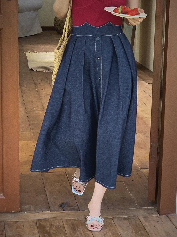 Yuan Ying Hong Kong Style Retro Denim A-Line Skirt Women Slimming Half-length Flared Skirt Teenage Girls High Waist Poly...
Yuan Ying Hong Kong Style Retro Denim A-Line Skirt Women Slimming Half-length Flared Skirt Teenage Girls High Waist Poly...