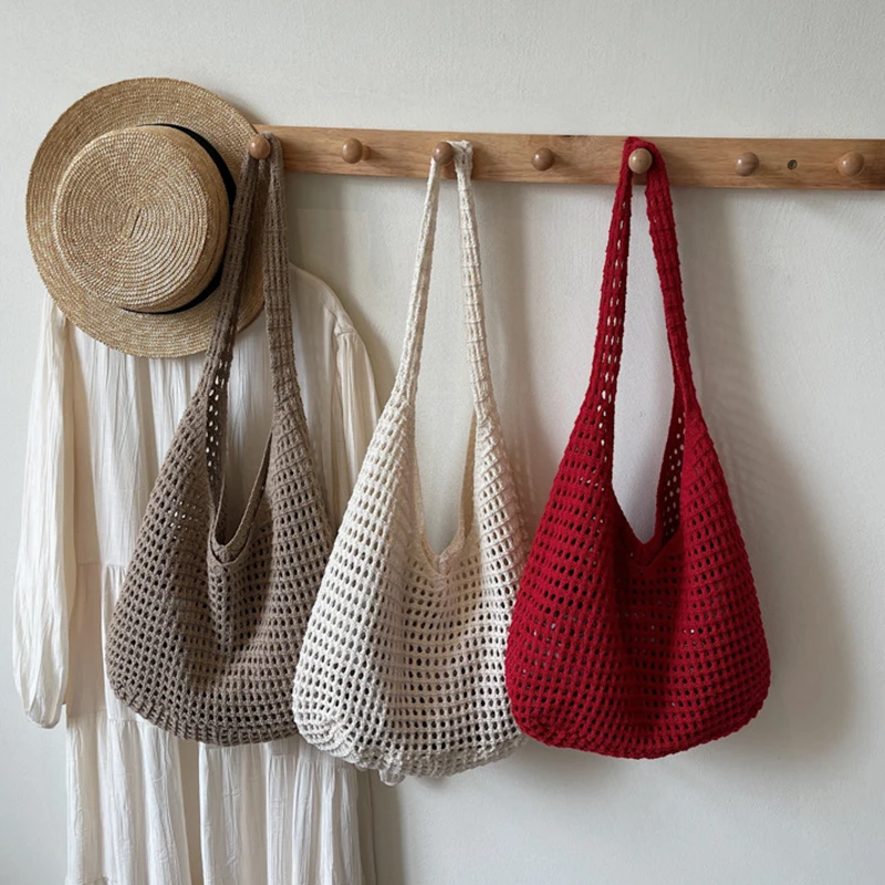 Women's Large Capacity Knitting Shoulder Bag Solid Crochet Tote Handbag Mesh Beach Bag Hobo Bag for Summer Underarm Bag
Women's Large Capacity Knitting Shoulder Bag Solid Crochet Tote Handbag Mesh Beach Bag Hobo Bag for Summer Underarm Bag