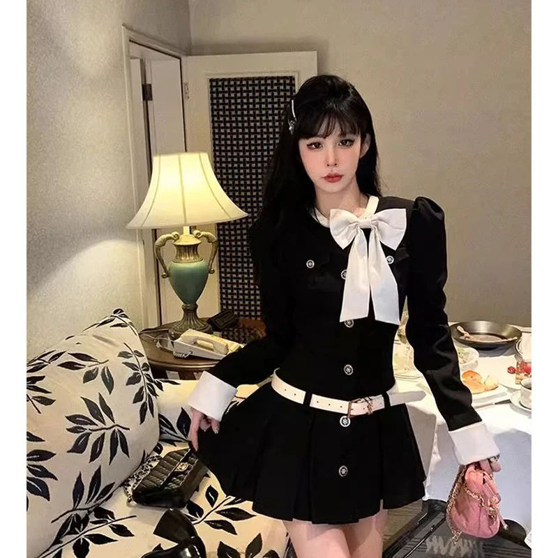 MEXZT Vintage Belt Black Mini Dress Women Kawaii Party Bow Pleated Dresses Autumn Elegant Korean Long Sleeve Bodycon Vestidos
MEXZT Vintage Belt Black Mini Dress Women Kawaii Party Bow Pleated Dresses Autumn Elegant Korean Long Sleeve Bodycon Vestidos