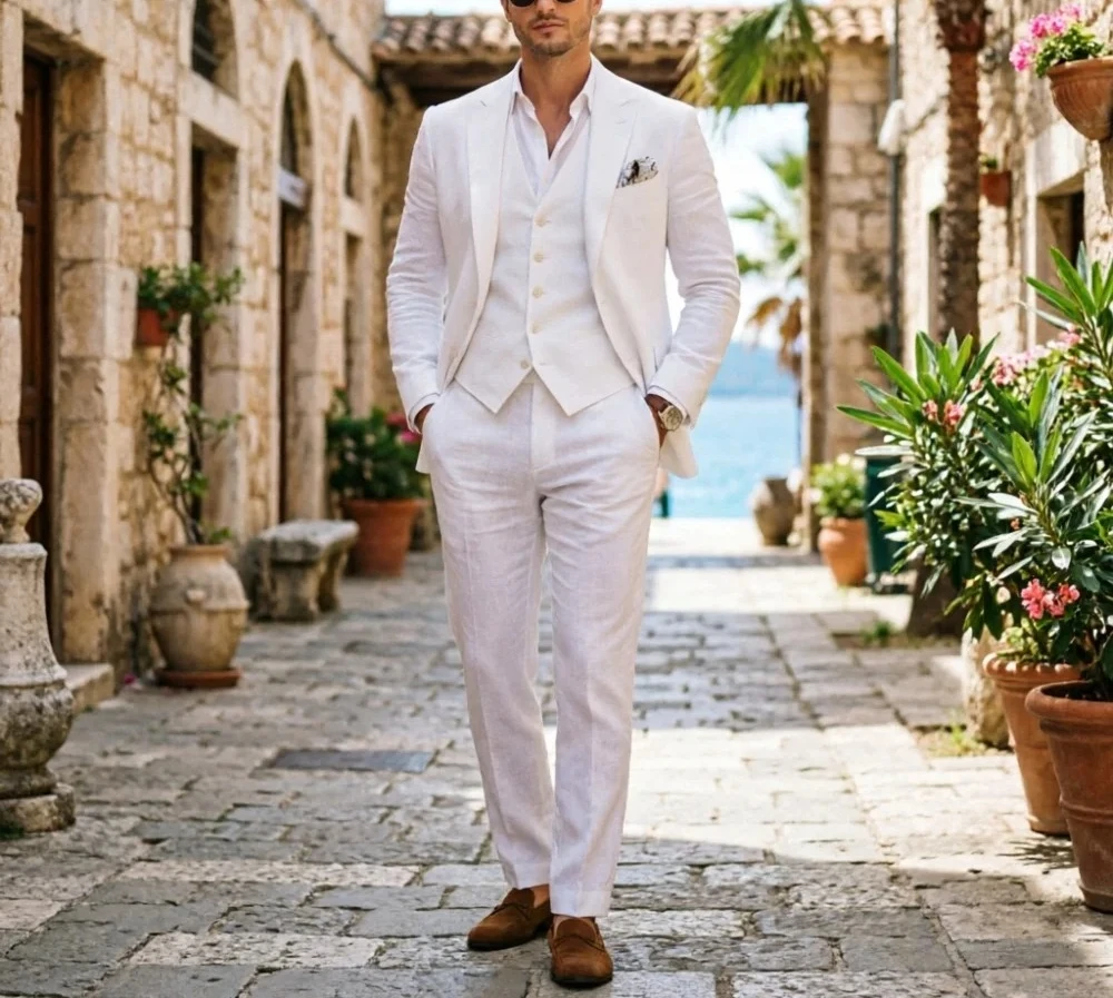 Sage Green Linen Men 3 Piece Suit Summer Breathable Formal Event Luxury Banquet Wear For Beach Wedding Holiday Occasion Slim Fit
Sage Green Linen Men 3 Piece Suit Summer Breathable Formal Event Luxury Banquet Wear For Beach Wedding Holiday Occasion Slim Fit
