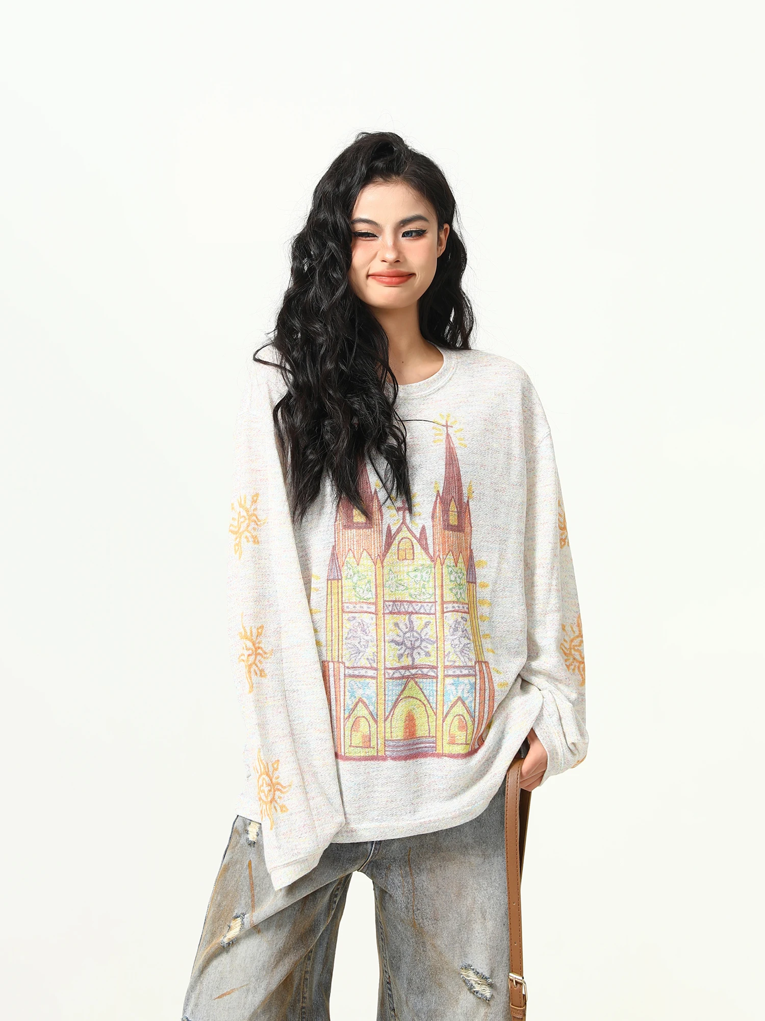 Женский топ Wild Castle fiti с принтом, длинными рукавами, защитой от солнца, тонким дизайном, круглым вырезом, свободного кроя, в уличном стиле
Женский топ Wild Castle fiti с принтом, длинными рукавами, защитой от солнца, тонким дизайном, круглым вырезом, свободного кроя, в уличном стиле