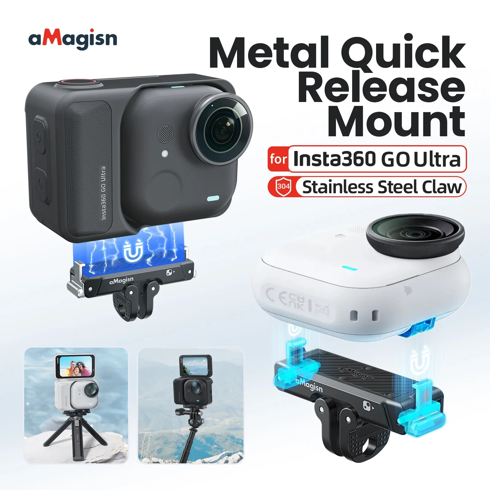 Magnetic Quick Release Adapter Mount for Insta360 Go Ultra Accessories Foldable Dual-Claws Base Extension Bracket
Magnetic Quick Release Adapter Mount for Insta360 Go Ultra Accessories Foldable Dual-Claws Base Extension Bracket