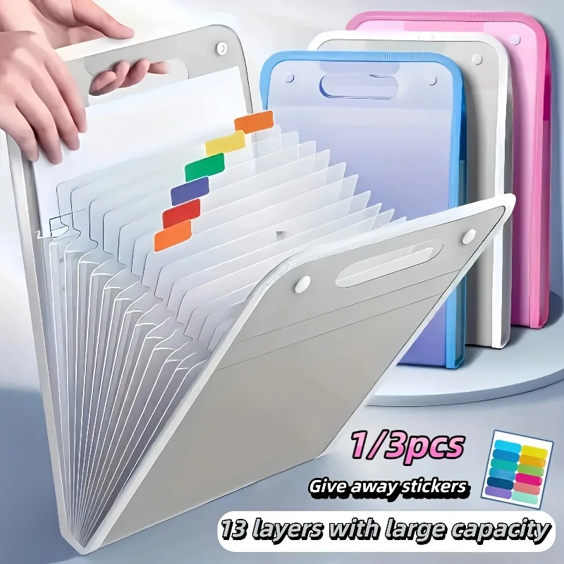 1/3 File Folder with 13 Compartments for Storage Equipped with 12 Sorting Labels Durable Suit for Storing Daily Office Supplies
1/3 File Folder with 13 Compartments for Storage Equipped with 12 Sorting Labels Durable Suit for Storing Daily Office Supplies