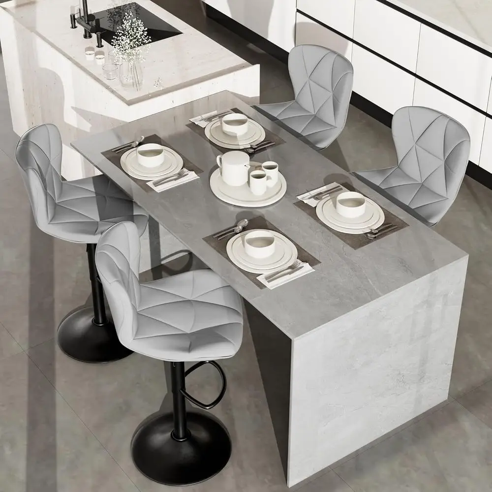 Set of 4 Adjustable Swivel Leather Barstools, Counter Height with Back and Footrest, Light Grey
Set of 4 Adjustable Swivel Leather Barstools, Counter Height with Back and Footrest, Light Grey