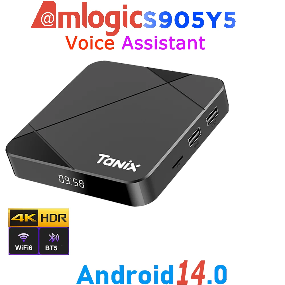 TANIX TX5 Android14.0 Amlogic S905Y5 4K Video LAN Wifi6 BT5.0 Voice Assistant Remote Control Game Media Smart TV Box
TANIX TX5 Android14.0 Amlogic S905Y5 4K Video LAN Wifi6 BT5.0 Voice Assistant Remote Control Game Media Smart TV Box