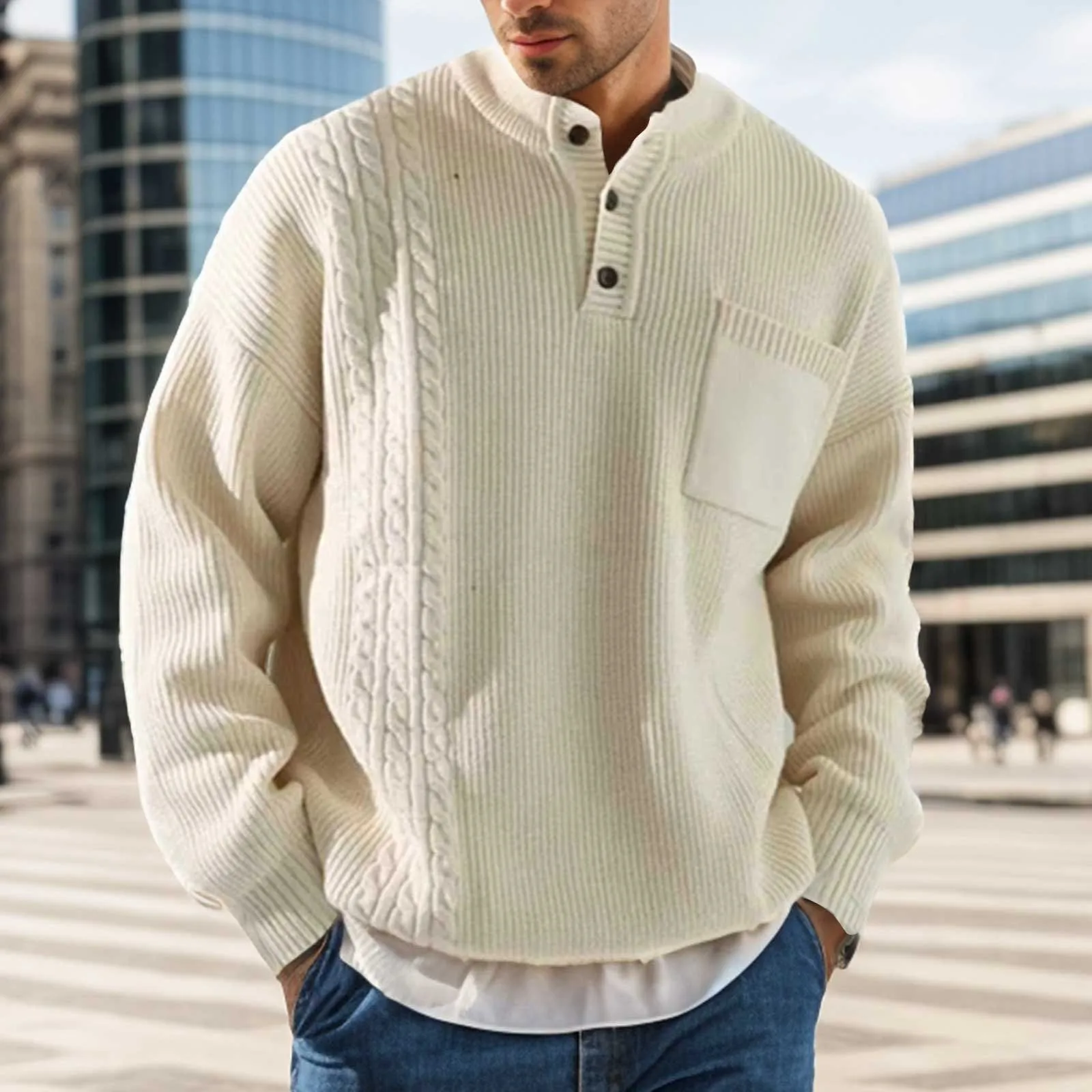Men Autumn Winter Solid Color Jacquard Round Neck Pullover Warm Thick Line Solid Color Wool Sweaters Knitted Warm Jumper Sweater
Men Autumn Winter Solid Color Jacquard Round Neck Pullover Warm Thick Line Solid Color Wool Sweaters Knitted Warm Jumper Sweater