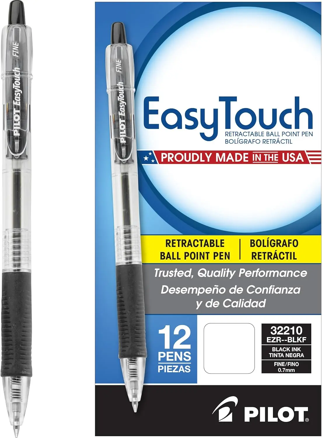 Retractable Ballpoint Pens, Fine Point 0.7mm Black Ink, 12-Pack Refillable & Quick-Drying
Retractable Ballpoint Pens, Fine Point 0.7mm Black Ink, 12-Pack Refillable & Quick-Drying