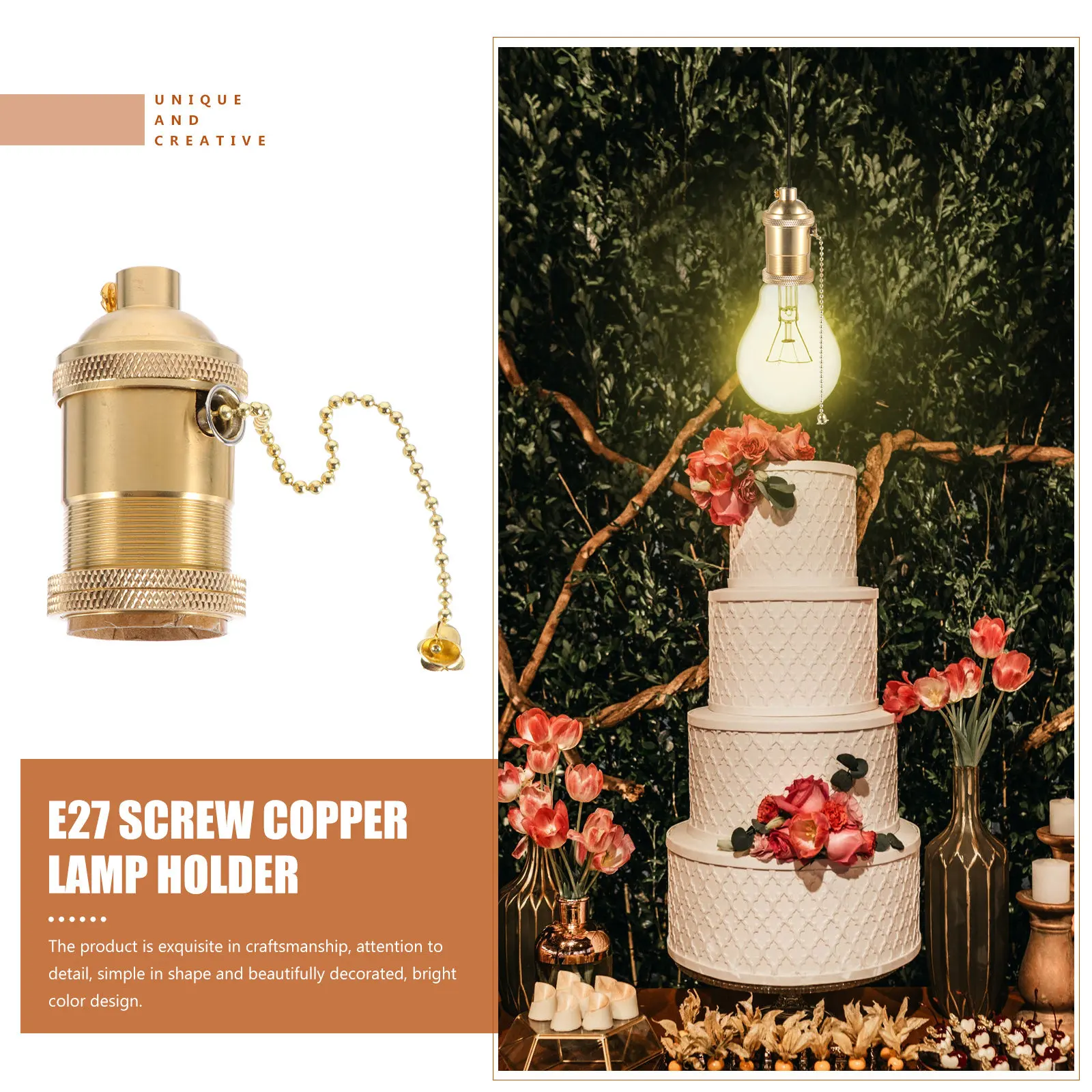 Vintage E27 Screw Thread Golden Copper Lamp Holder Double Ring Design Exquisite Craftsmanship Wall Ceiling Light Socket For Home
Vintage E27 Screw Thread Golden Copper Lamp Holder Double Ring Design Exquisite Craftsmanship Wall Ceiling Light Socket For Home