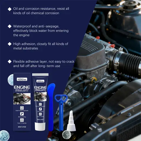 Selante de motor, selante de junta flexível para reparo de motor, resistência a altas temperaturas de até 650 ° F, fácil aplicação para todos os motores de automveis
