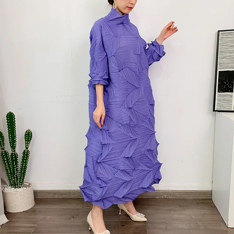 GGHK Miyake Handmade Diamond Pleated Dress 2023 Autumn New Loose Large Size Half High Neck Dress Casual Holiday Clothing
GGHK Miyake Handmade Diamond Pleated Dress 2023 Autumn New Loose Large Size Half High Neck Dress Casual Holiday Clothing