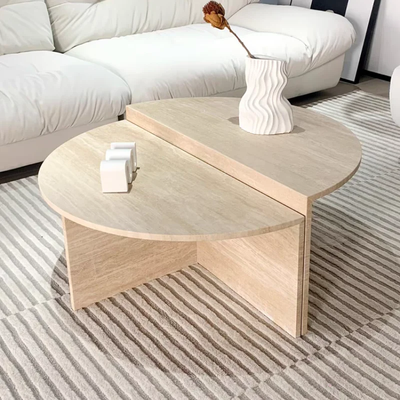 Natural travertine coffee table marble living room simple modern creative geometric table
Natural travertine coffee table marble living room simple modern creative geometric table