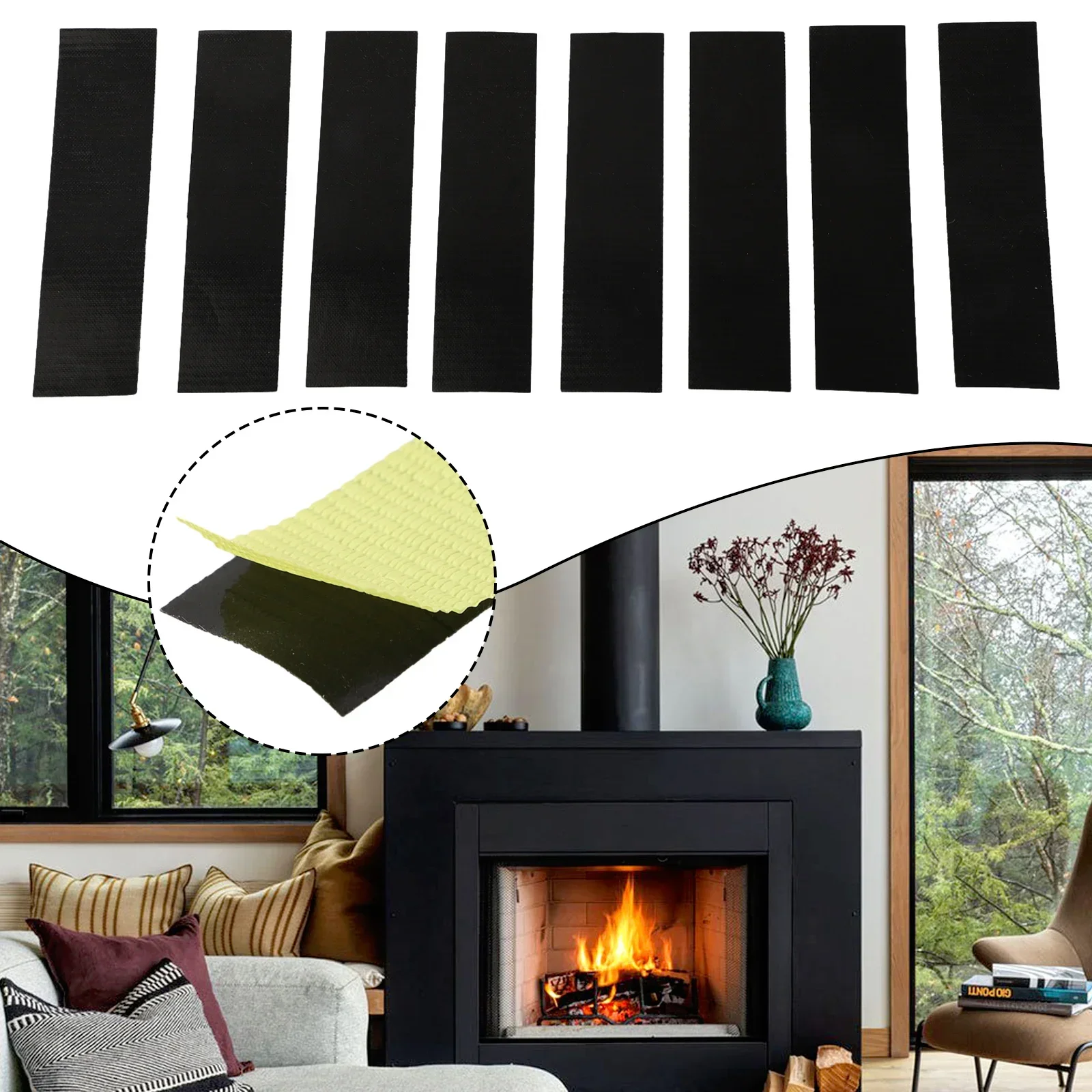 8pcs Fireplace End Tape 10x2.5cm Glass Fabric Tape Sealing Cord End Black Home Heating Supplies Accessory Replacement
8pcs Fireplace End Tape 10x2.5cm Glass Fabric Tape Sealing Cord End Black Home Heating Supplies Accessory Replacement