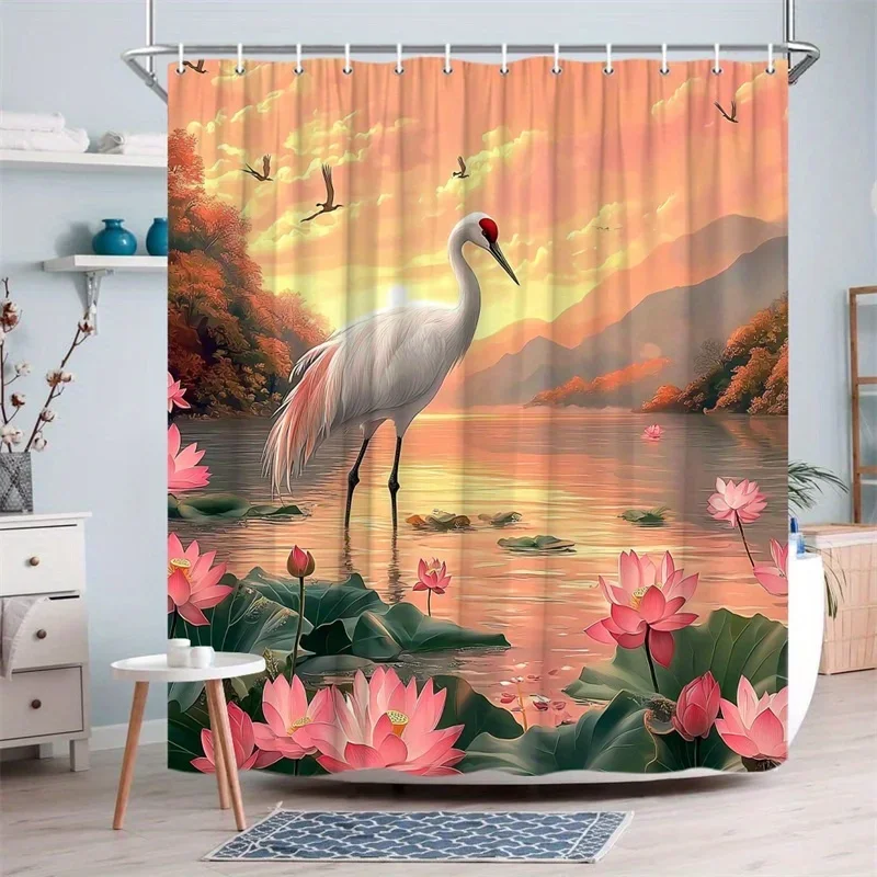 1 шт., белый журавль и розовый занавеска для душа с изображением лотоса и озера на закате — элегантная цифровая иллюстрация «Милая природа», можно стирать в машине
1 шт., белый журавль и розовый занавеска для душа с изображением лотоса и озера на закате — элегантная цифровая иллюстрация «Милая природа», можно стирать в машине