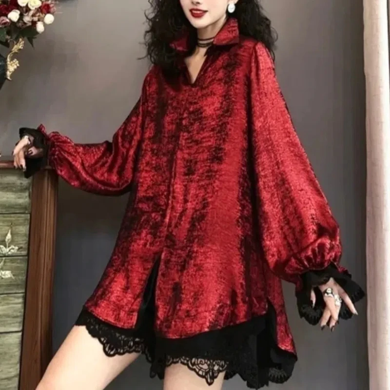 2024 Spring New Luxury Lace Long Sleeve Shirt Fashion Large Loose Women's Meat Covering and Slimming Shirt
2024 Spring New Luxury Lace Long Sleeve Shirt Fashion Large Loose Women's Meat Covering and Slimming Shirt