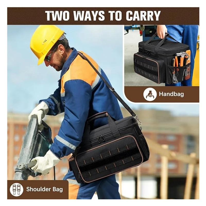 17''Large Capacity Tool Bag 20 Pockets Portable Tool Kit with Shoulder Strap Wide Mouth Tool Bag for Electrician
17''Large Capacity Tool Bag 20 Pockets Portable Tool Kit with Shoulder Strap Wide Mouth Tool Bag for Electrician