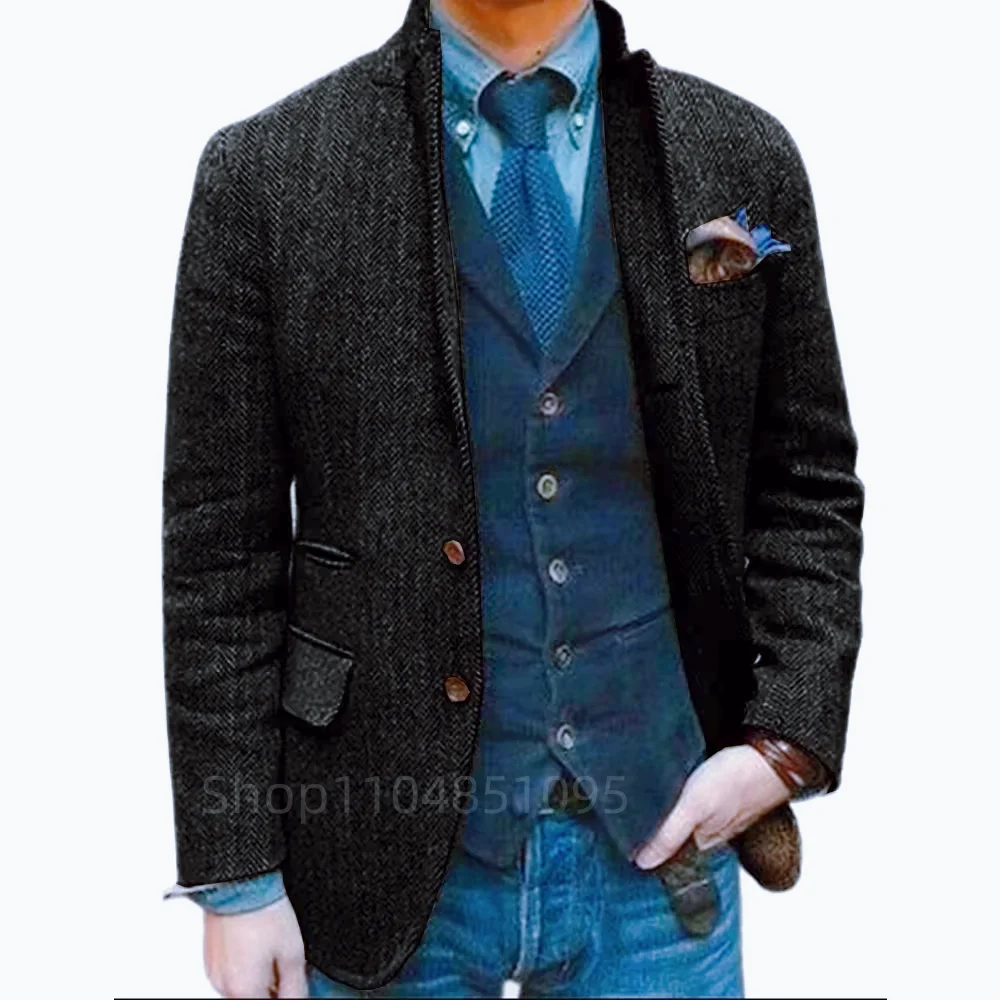 1 шт., черный/коричневый пиджак для мужчин, куртка с узором «елочка», деловое офисное пальто, зимний теплый шерстяной костюм, пиджак с лацканами, одежда
1 шт., черный/коричневый пиджак для мужчин, куртка с узором «елочка», деловое офисное пальто, зимний теплый шерстяной костюм, пиджак с лацканами, одежда