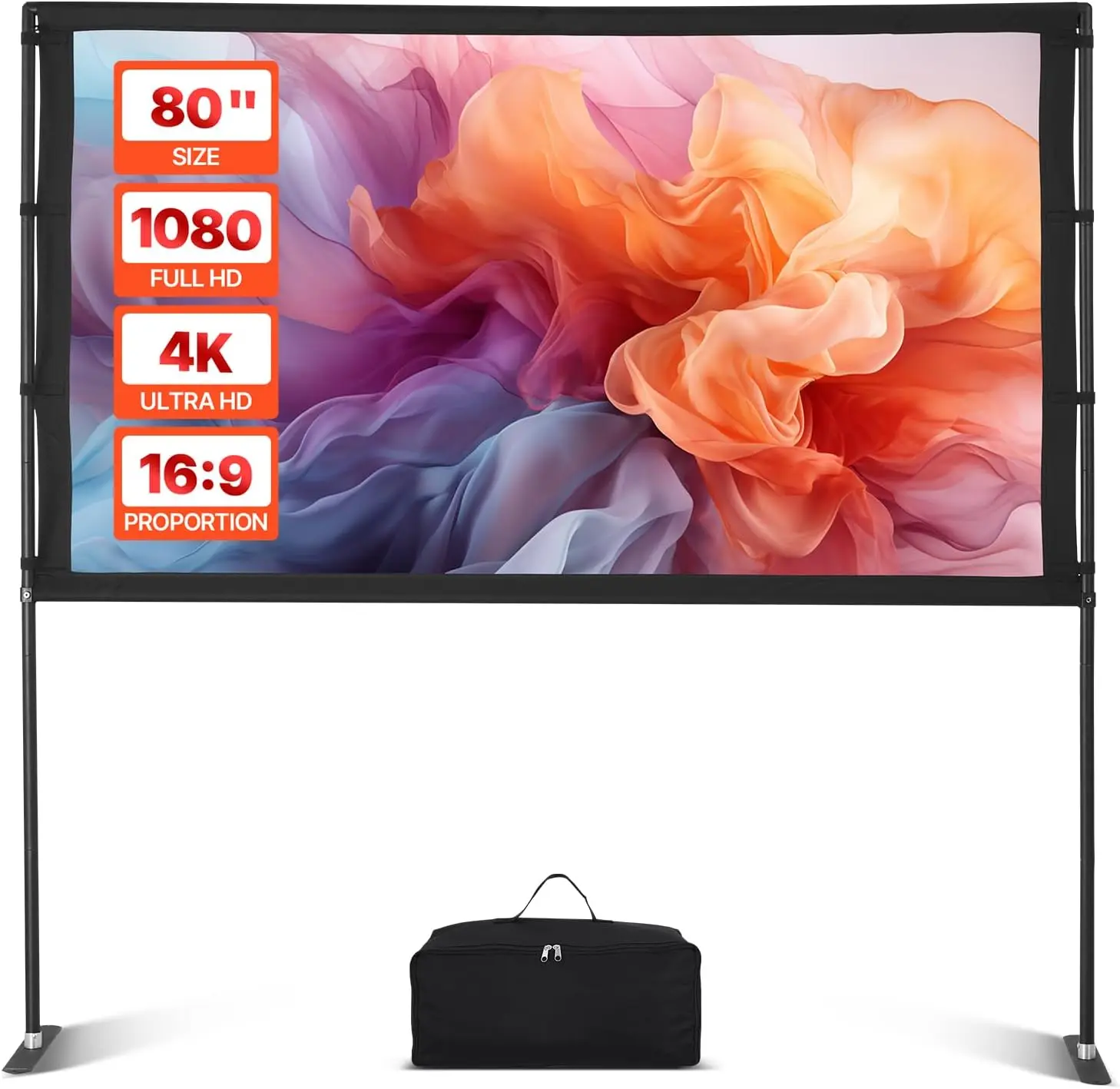 80 inch Portable Projector Screen with Stand, 160° Wide Angle Indoor Outdoor Movie Screen, 16:9 4K HD Wrinkleless for Home
80 inch Portable Projector Screen with Stand, 160° Wide Angle Indoor Outdoor Movie Screen, 16:9 4K HD Wrinkleless for Home