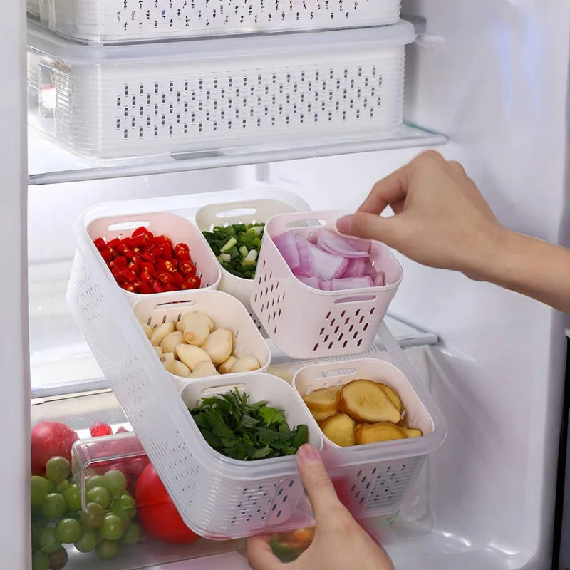 2/6 Grid Refrigerator Storage Box Food Vegetable Fruit Storage Box Fridge Organizer Drain Basket Meat Onion Ginger Clear Crisper
2/6 Grid Refrigerator Storage Box Food Vegetable Fruit Storage Box Fridge Organizer Drain Basket Meat Onion Ginger Clear Crisper