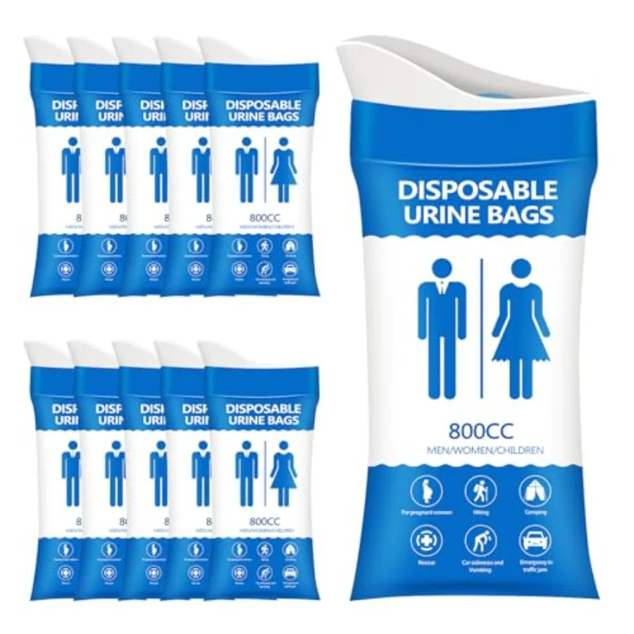 Disposable Urine Bag for Emergency Use, 800ML Unisex Urinal Bag 12PCS/24PCS, Travel Urine Bag, Portable Toilet Bag, Vomit Bag f
Disposable Urine Bag for Emergency Use, 800ML Unisex Urinal Bag 12PCS/24PCS, Travel Urine Bag, Portable Toilet Bag, Vomit Bag f