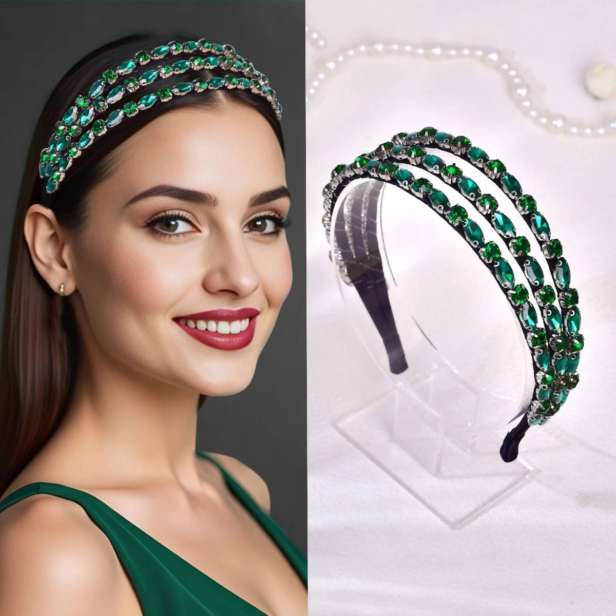 New Fashionable Green Rhinestone Headband Women Daily Hairband Headdress Women Prom Party Gift Hair Accessories SA07
New Fashionable Green Rhinestone Headband Women Daily Hairband Headdress Women Prom Party Gift Hair Accessories SA07