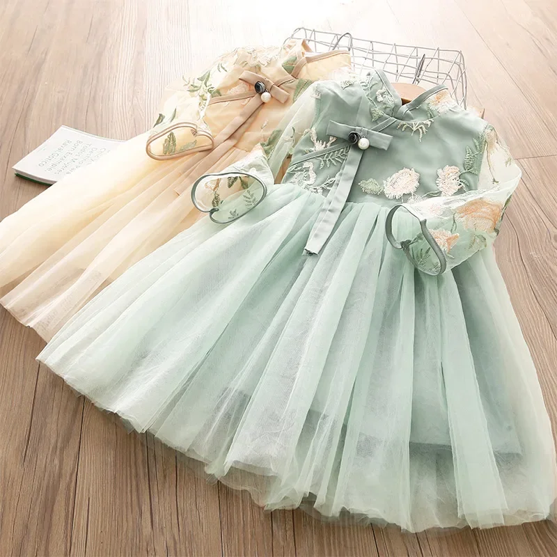 Chinese Style Ethnic Tang Mesh Cheongsam Dress For Kids Baby Girl 2025 Spring Autumn 3 4 6 8 10 12 Years Embroidery Traditional
Chinese Style Ethnic Tang Mesh Cheongsam Dress For Kids Baby Girl 2025 Spring Autumn 3 4 6 8 10 12 Years Embroidery Traditional