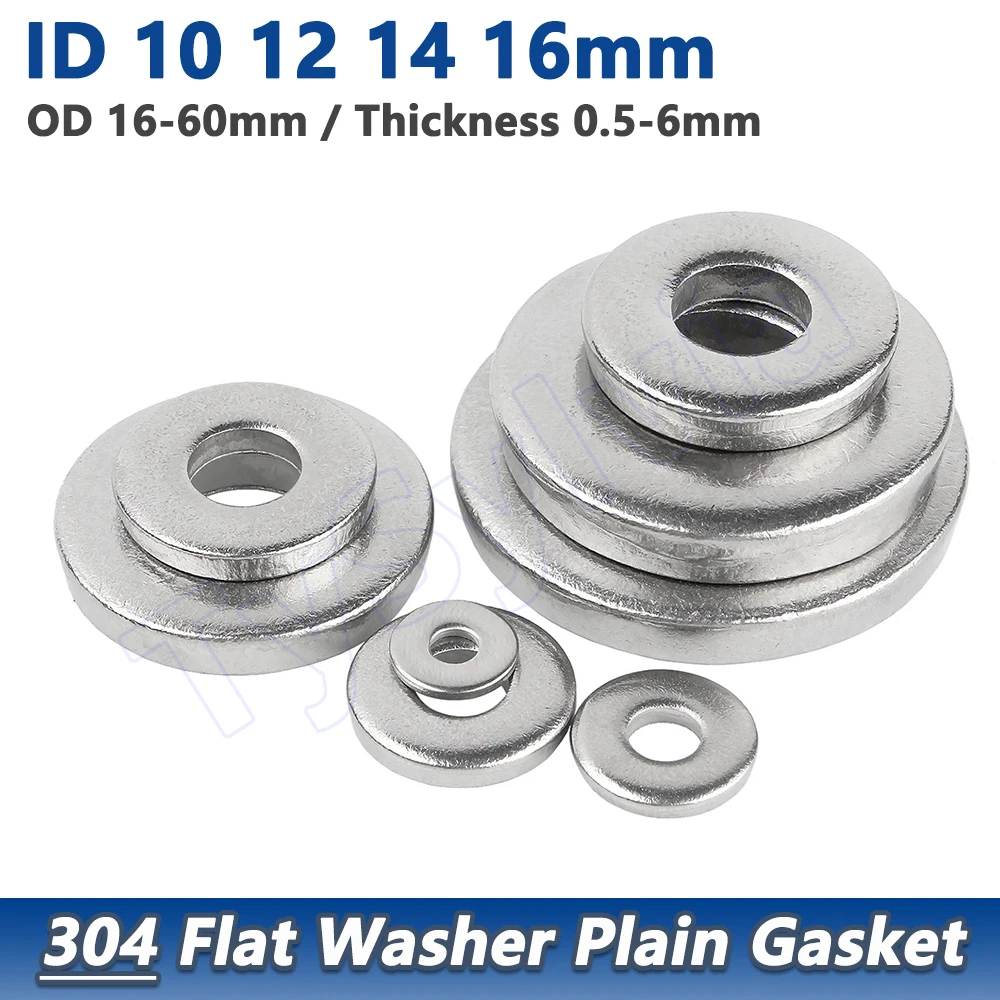 304 Stainless Steel Ultra Thin Flat Washer ID 10 12 14 16mm Adjusting Shim Gasket OD 16-60mm Thickness 0.5-6mm
304 Stainless Steel Ultra Thin Flat Washer ID 10 12 14 16mm Adjusting Shim Gasket OD 16-60mm Thickness 0.5-6mm