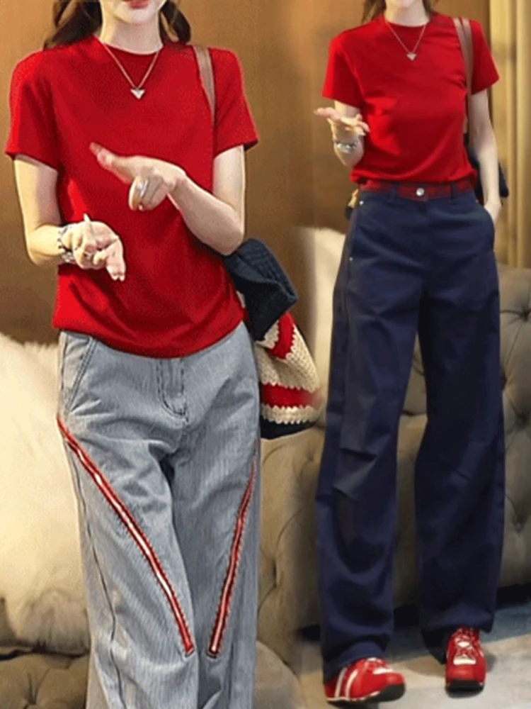 2026 Summer Trendy American Style Short Sleeve Jeans Set for Short Women Two Piece Suit round Neck Pullover Long Pants
2026 Summer Trendy American Style Short Sleeve Jeans Set for Short Women Two Piece Suit round Neck Pullover Long Pants