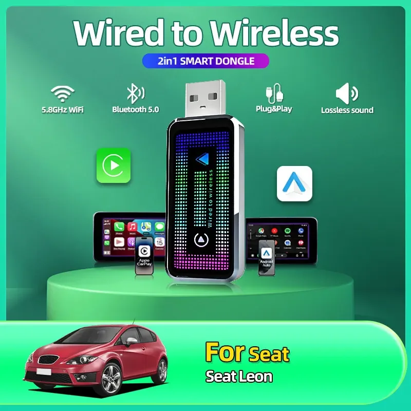 2025 NEW 2 IN 1 Wireless CarPlay Android Auto Wireless Adapter Smart Mini Box Plug And Play WiFi Fast Connect For Seat Leon
2025 NEW 2 IN 1 Wireless CarPlay Android Auto Wireless Adapter Smart Mini Box Plug And Play WiFi Fast Connect For Seat Leon
