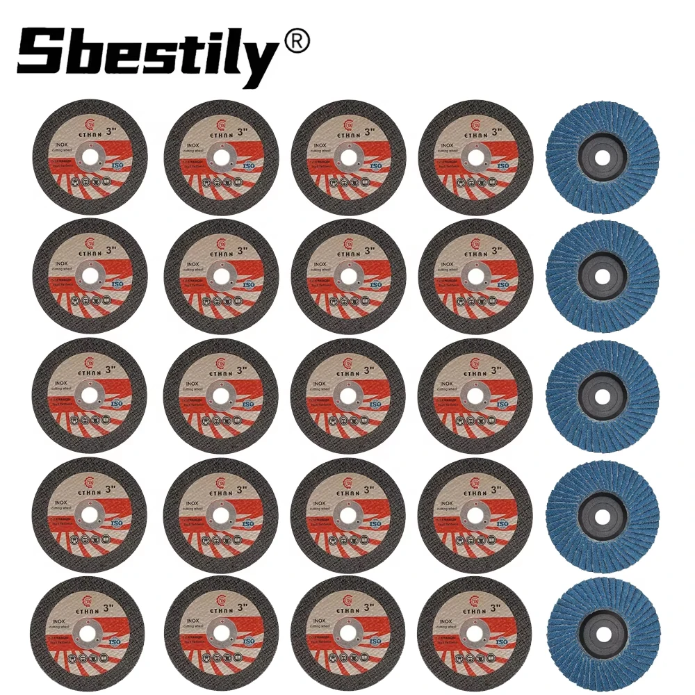 25pcs 3Inch 75mm Resin Cutting Disc Blue Flap Discs Grinding Wheel Angle Grinder Accessories For Cutting&Polishing Metal Wood
25pcs 3Inch 75mm Resin Cutting Disc Blue Flap Discs Grinding Wheel Angle Grinder Accessories For Cutting&Polishing Metal Wood