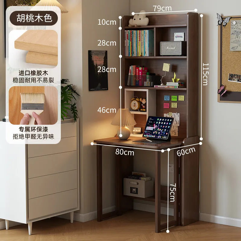 Solid wood folding desk bookshelf integrated table home study bedroom writing table
Solid wood folding desk bookshelf integrated table home study bedroom writing table